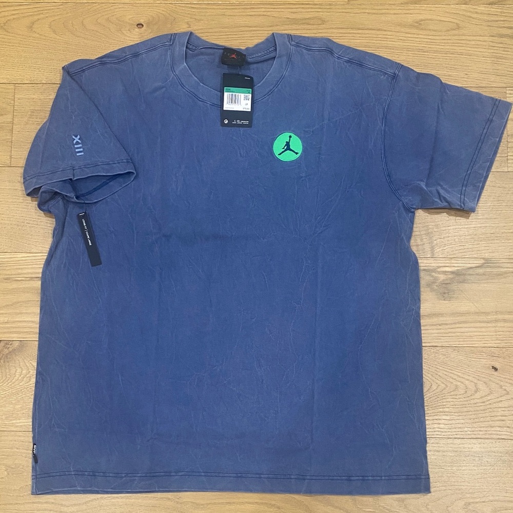 Jordan Washed Blue Tee with Green Logo